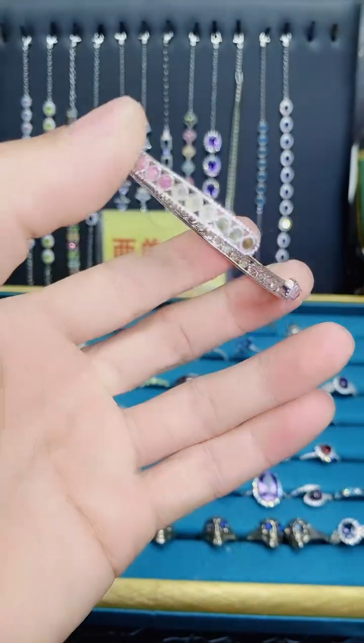 【闪购商品】碧玺手镯银S925镶嵌1121