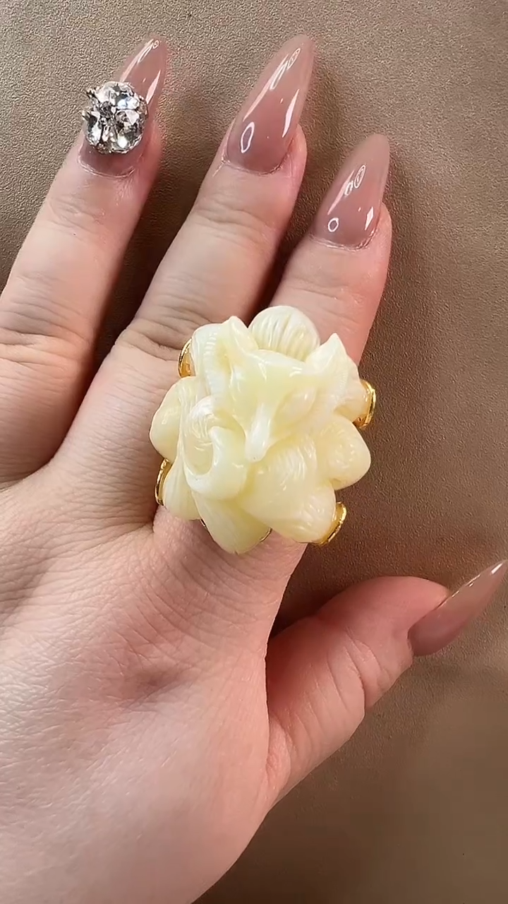 【闪购商品】琥珀戒指银S925镶嵌戒指