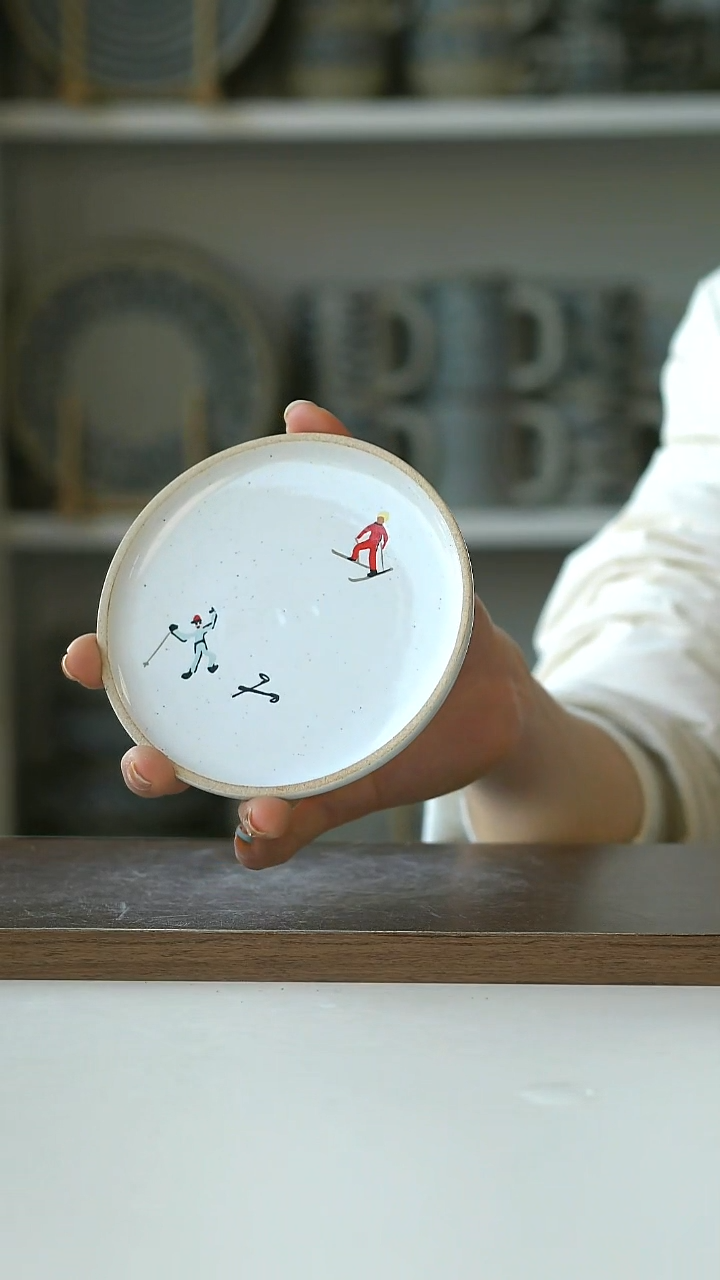 陶出美West Elm粗陶滑雪点心碟11.5cm随机@4-2@微瑕