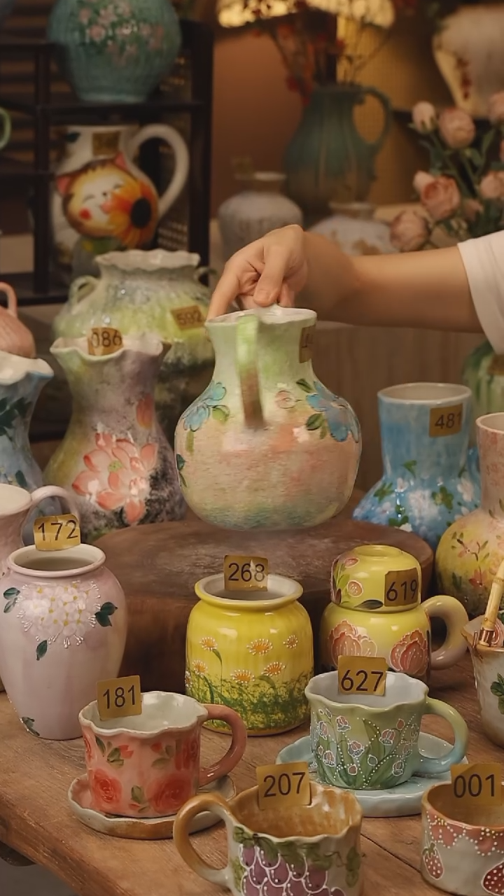 陶瓷494景德镇设计师手作花器摆件侘寂风