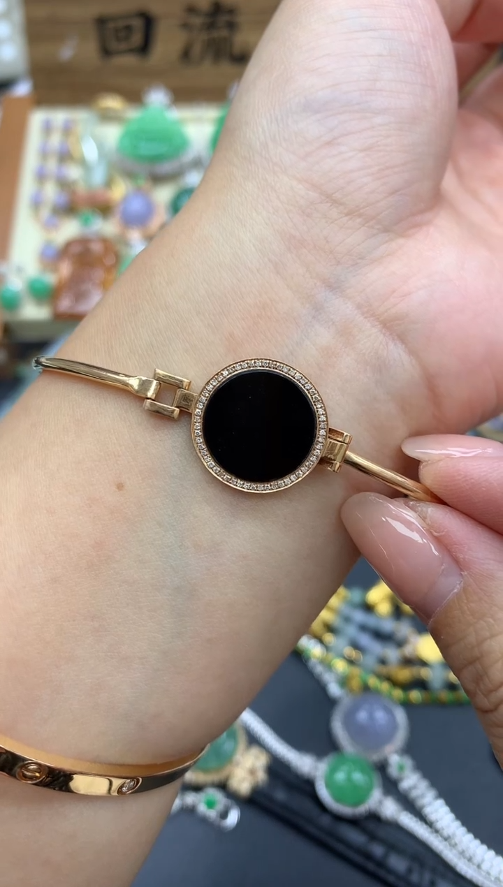 【闪购商品】翡翠手镯18K金镶嵌367-中国好珍宝