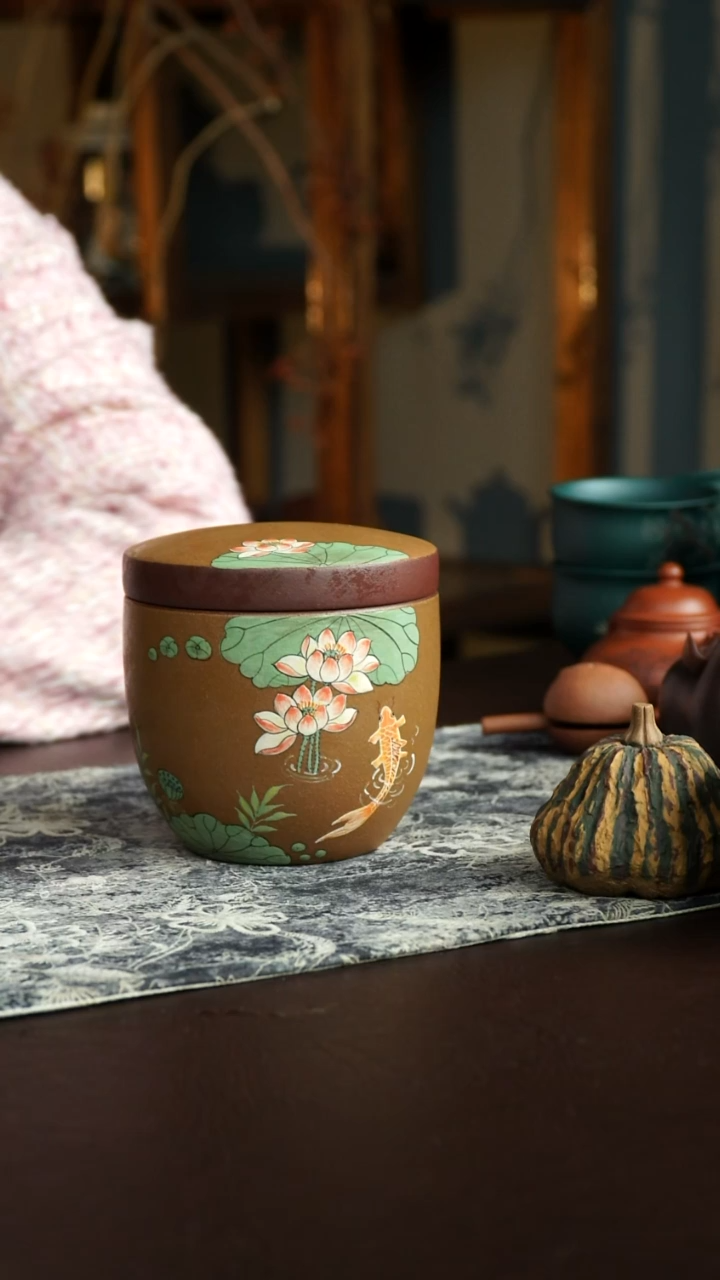 茶杯紫砂24号 荷花茶叶罐 双11福利炸漏宜兴紫砂原矿作品