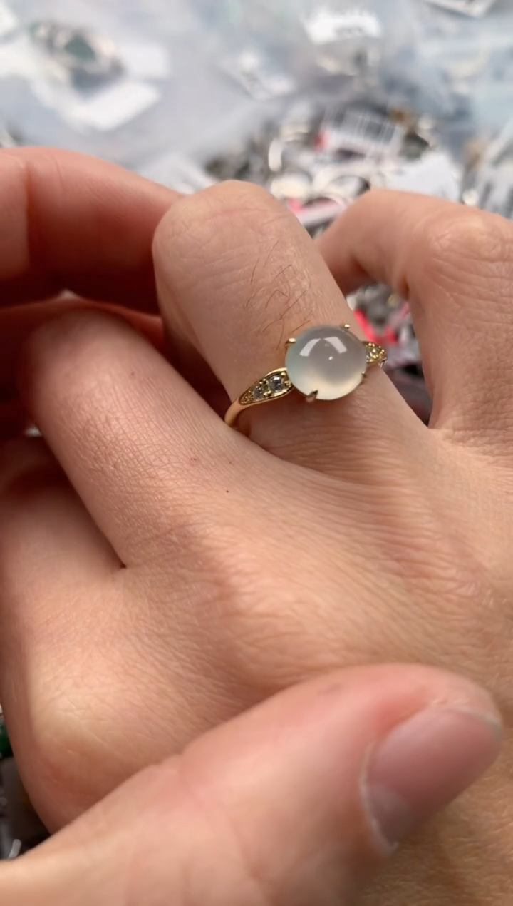 银S925镶嵌戒指翡翠222    8