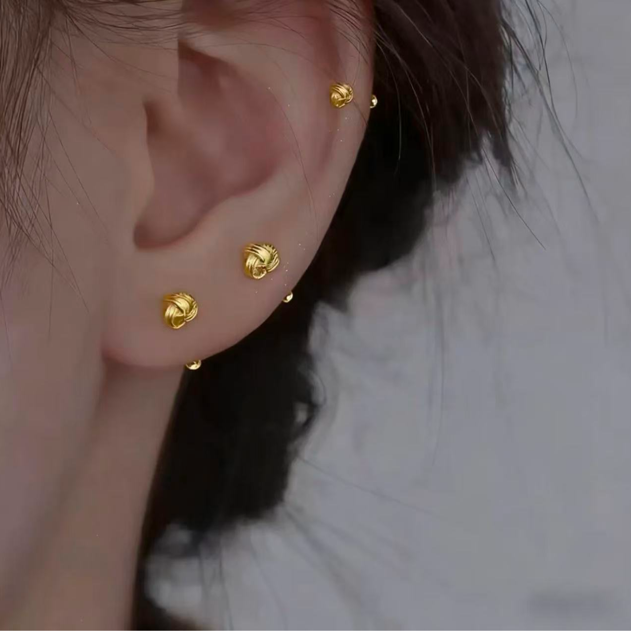  【新人福利】如意结耳钉金色高级感气质时尚百搭耳钉A1