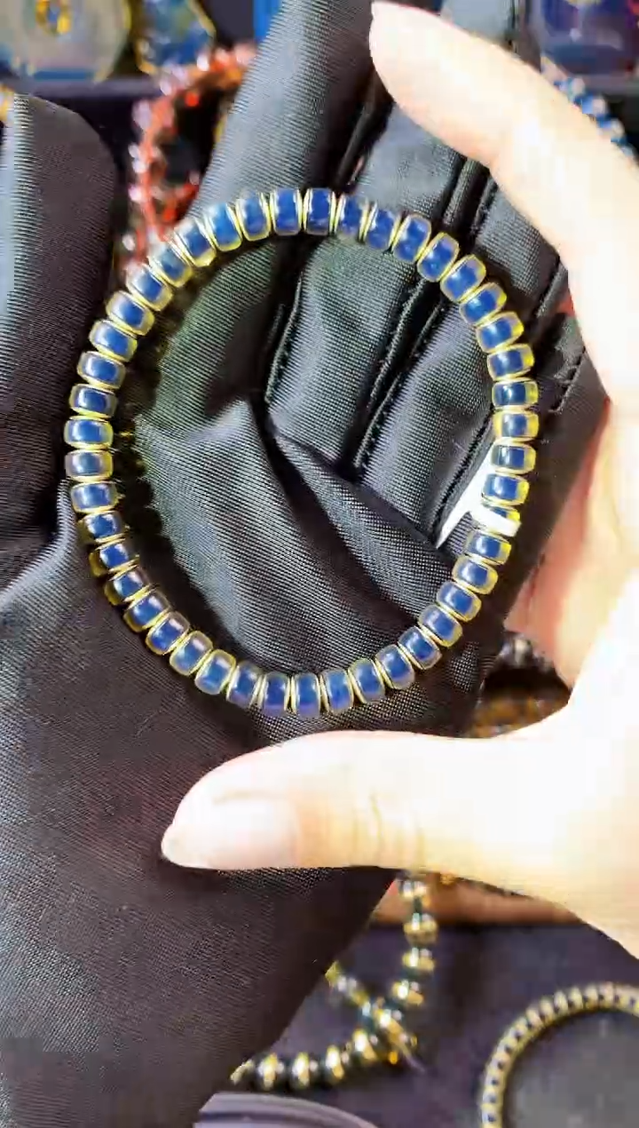 【闪购商品】琥珀珠宝奇石银S925镶嵌6mm赛多米隔片手串