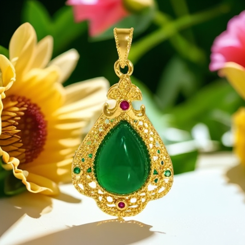 【梵总专属】时尚精品百搭水滴玉髓合金镶嵌吊坠BM-S172