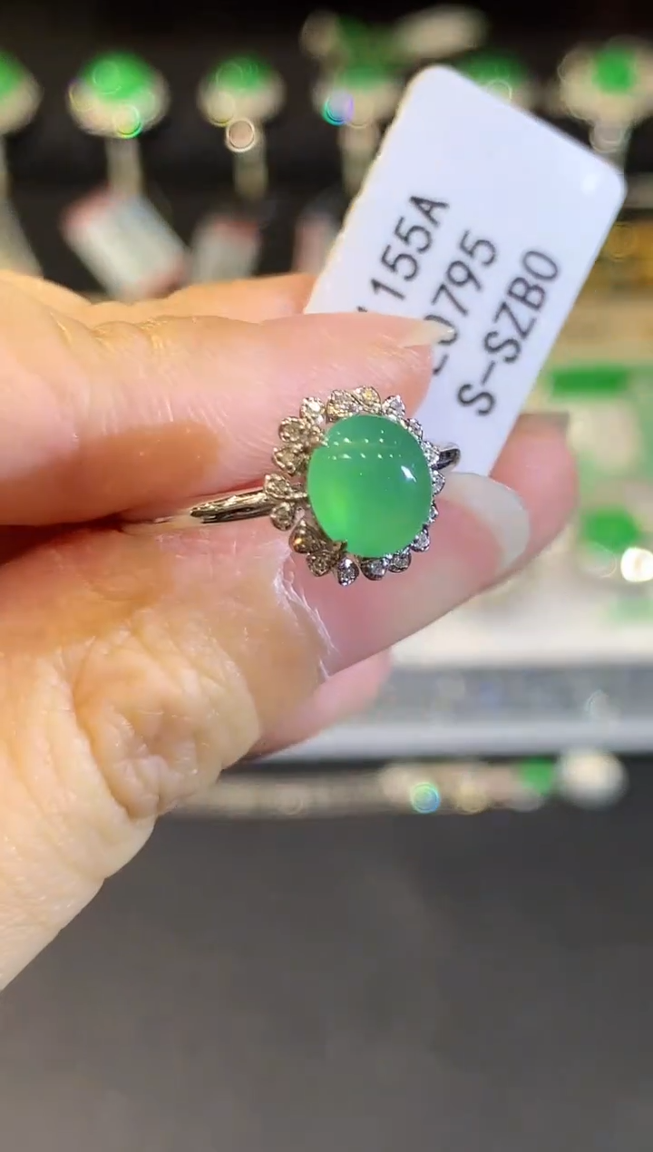 翡翠戒指18K金镶嵌L0795多样性发其一