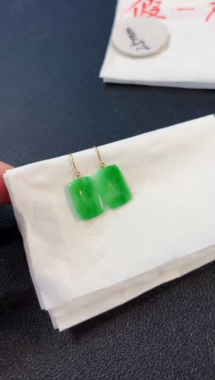 【闪购商品】翡翠耳饰18K金镶嵌缅料A货/支持复检/一件