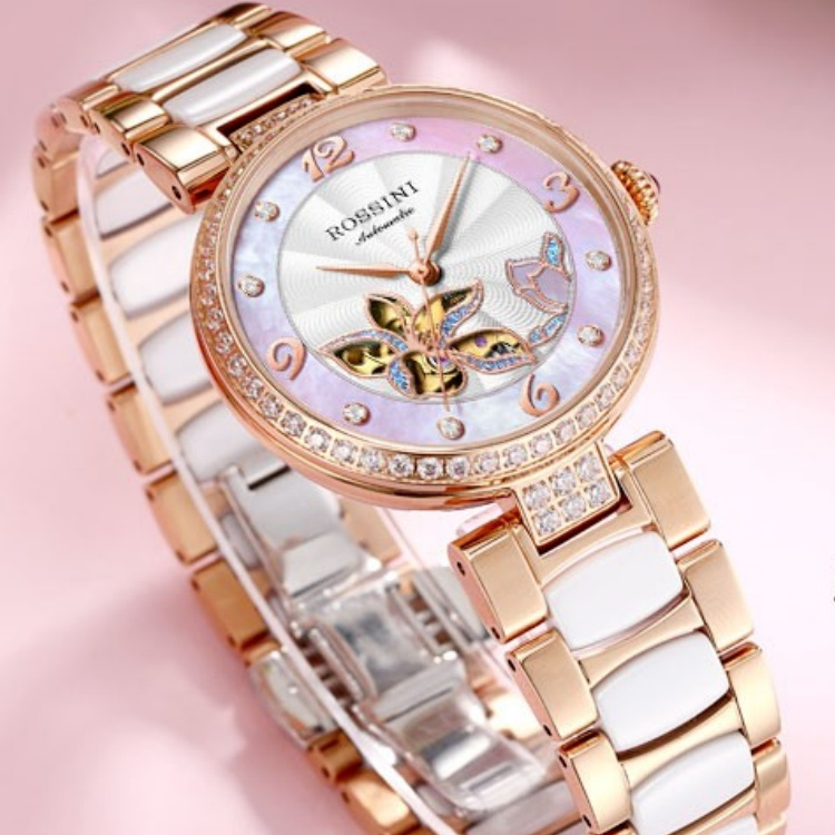 璀璨迷花陶瓷表带镶钻奢华时尚气质全自动机械 5762 罗西尼女表