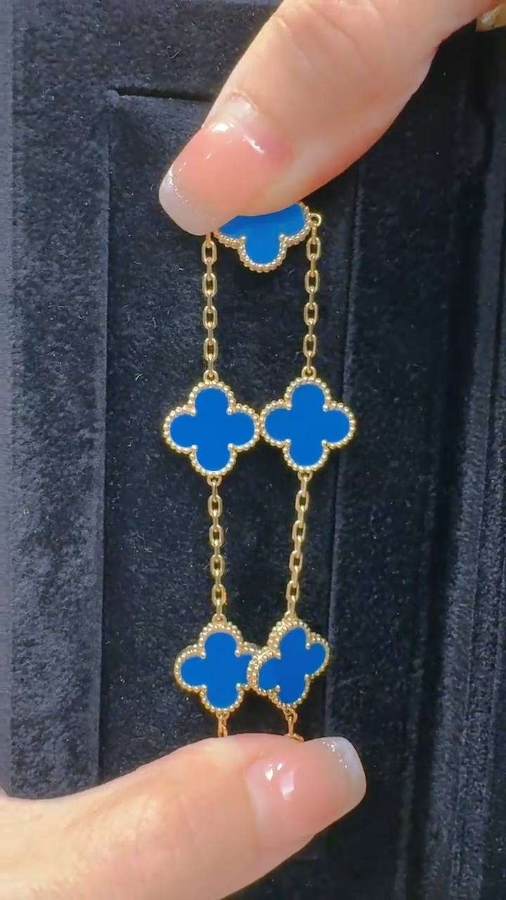 【闪购商品】玛瑙/玉髓手链18K金镶嵌18K金 蓝玛瑙15mm手链