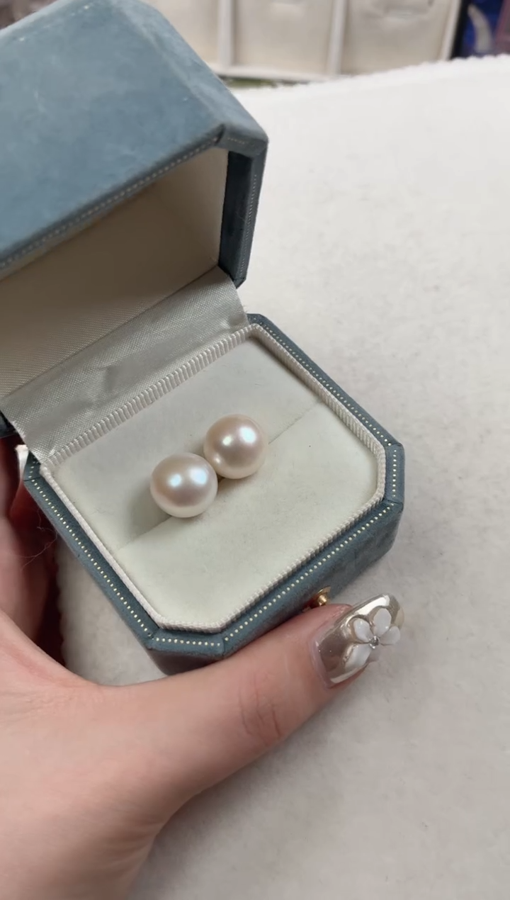 银S925镶嵌耳钉淡水珍珠Z191