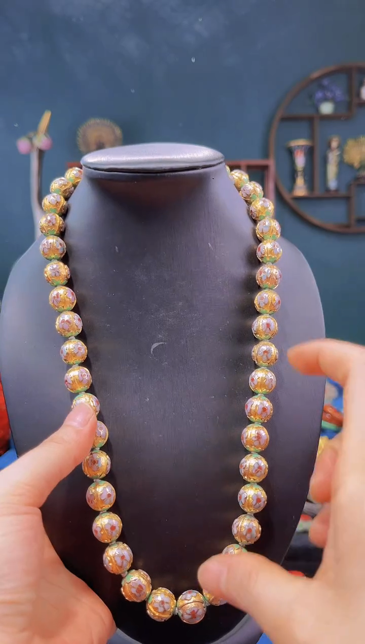 【闪购商品】非遗绝技 景泰蓝金地瓜棱1.2项链 