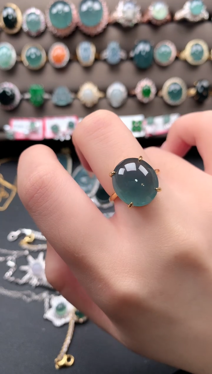 【闪购商品】翡翠戒指银S925镶嵌521411