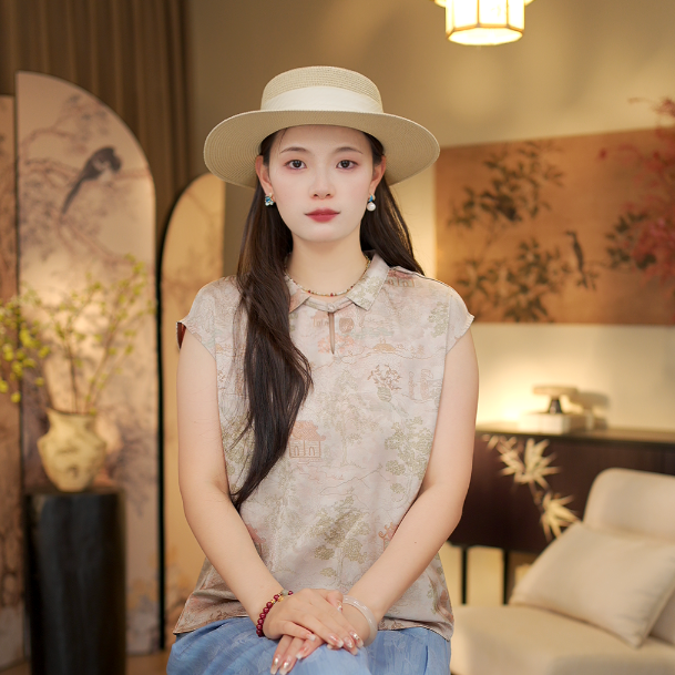 山林隐逸 夏季透气新款精品国风上衣7408