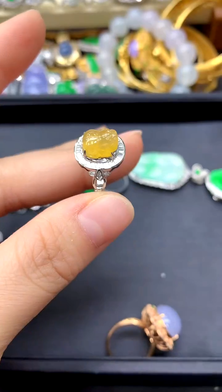 18K金镶嵌戒指翡翠376-中国好珍宝