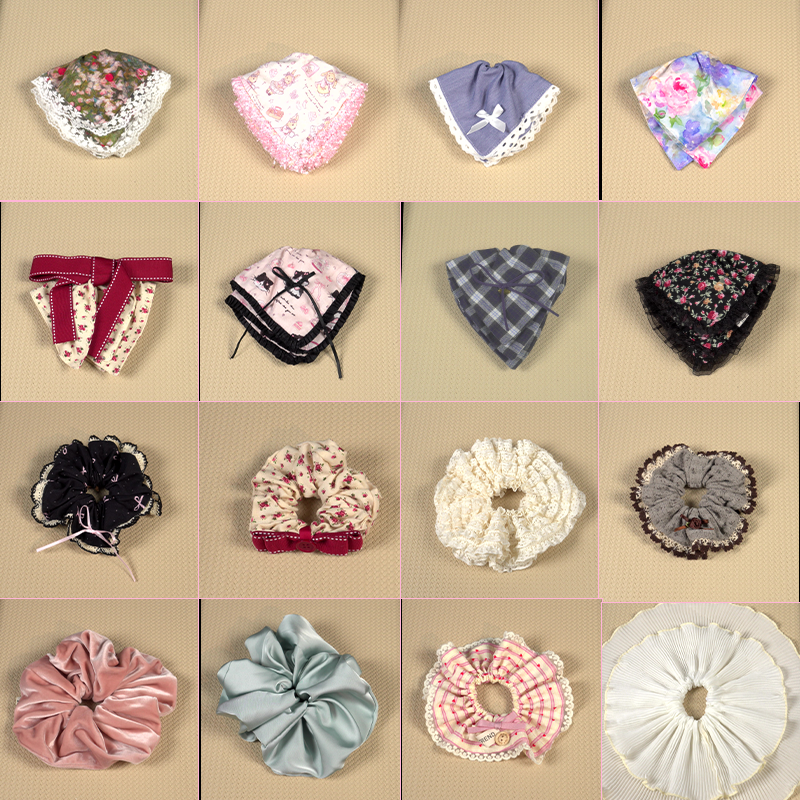 甜美女少女日韩原创设计发圈发绳针织手工可爱百搭宽边方巾肠圈