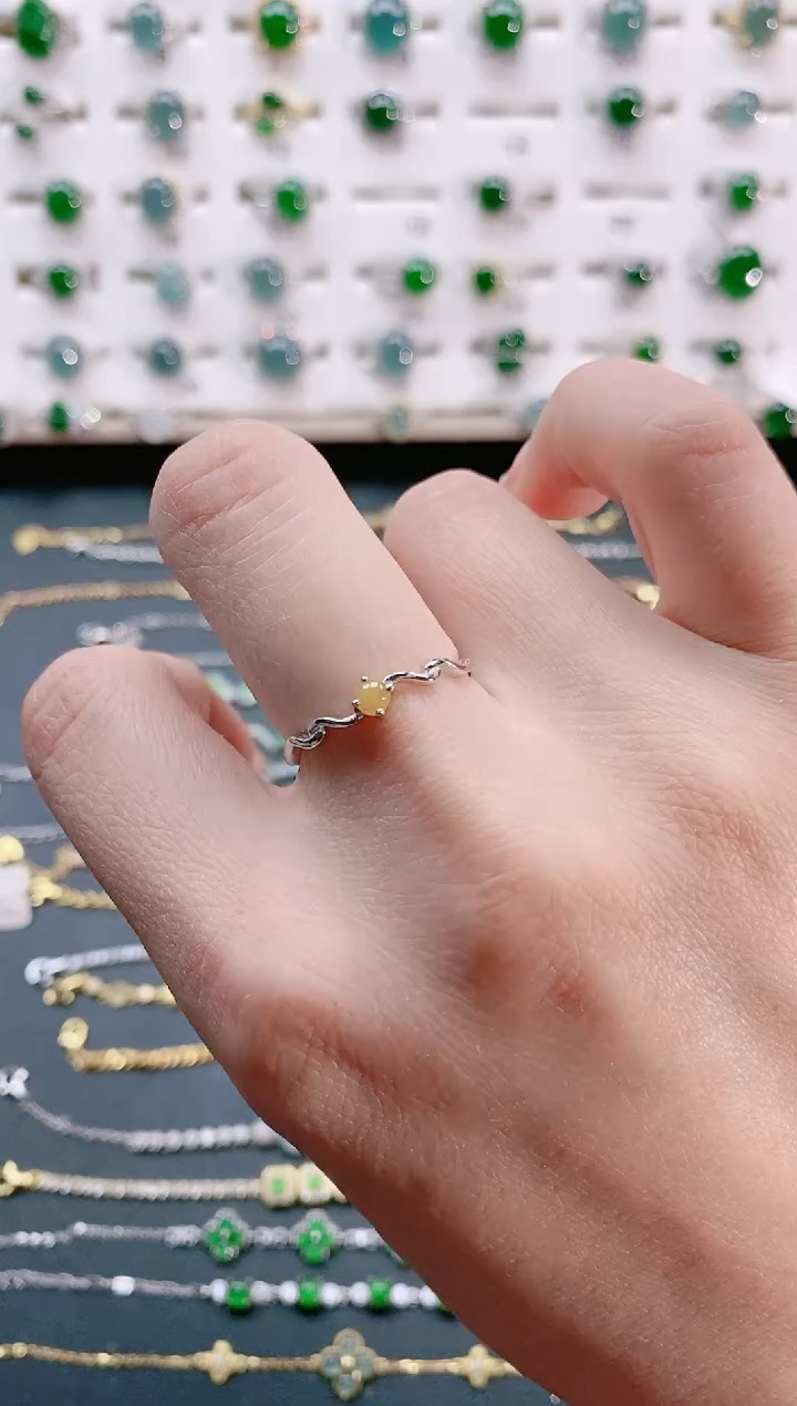 【闪购商品】翡翠戒指银S925镶嵌天然翡翠