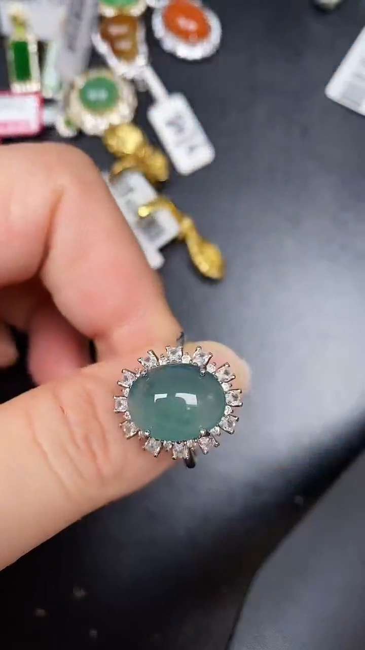 银S925镶嵌戒指翡翠1650