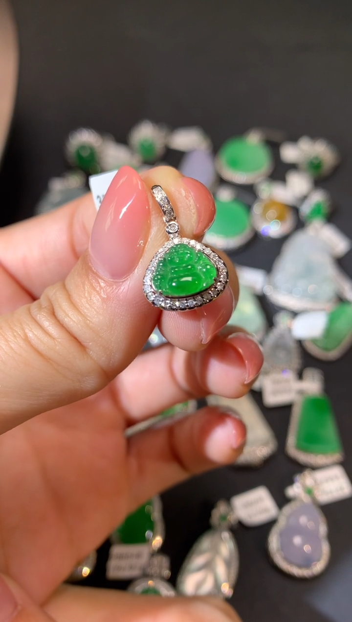 翡翠18K金镶嵌吊坠(不含链)吊坠