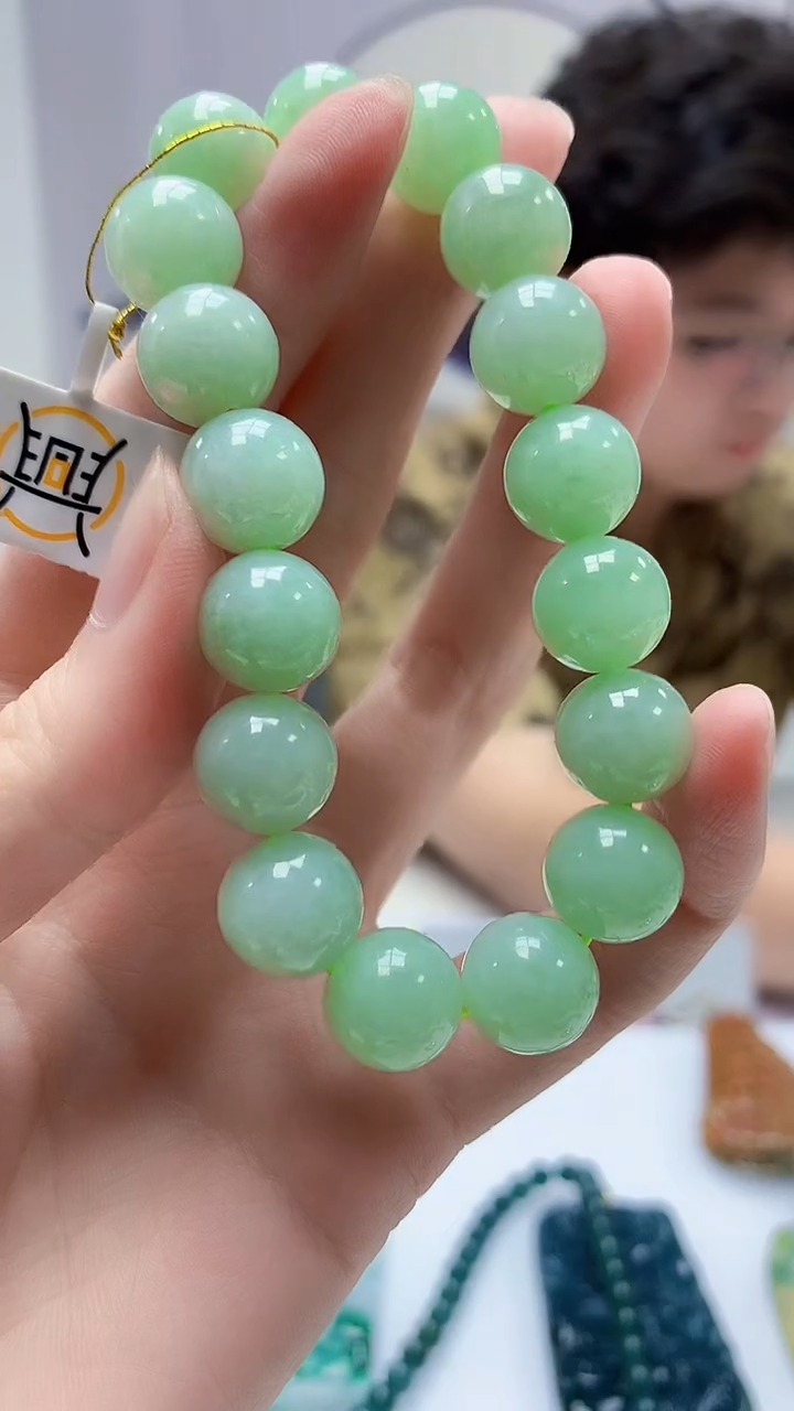 【闪购商品】定制翡翠未镶嵌4688zm-毛货手串389