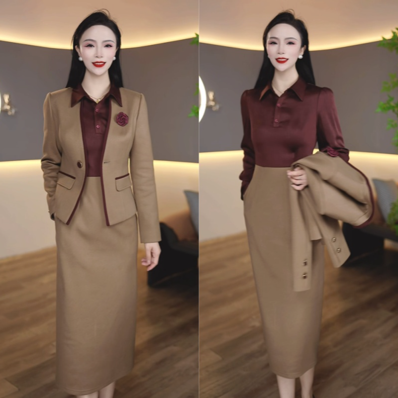 Y6093新款2025年春时尚气质修身显瘦女神范两件套套裙