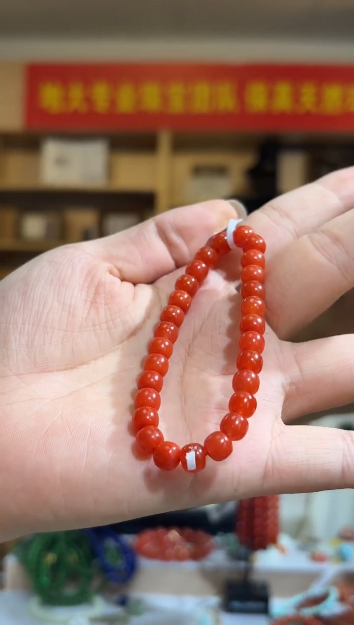 未镶嵌手串南红玛瑙7mm+保山冰红老型珠满色满肉手串多样性发一