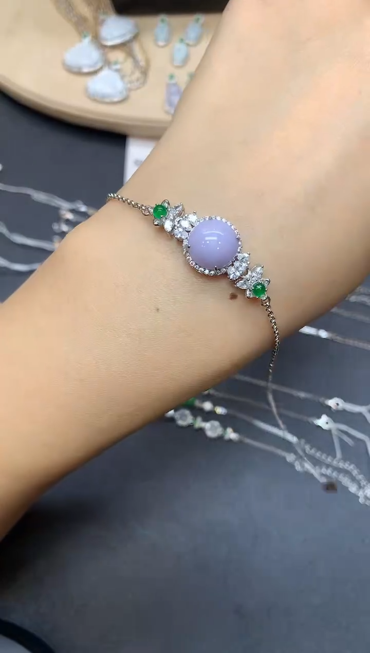 【闪购商品】翡翠手链银S925镶嵌蛋面【无服务费】