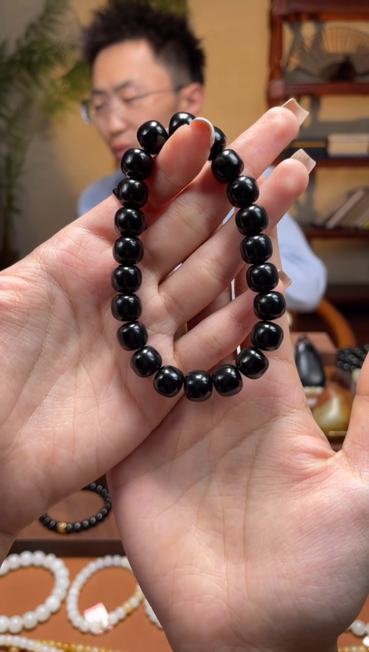 未镶嵌手串和田玉黑9-10老