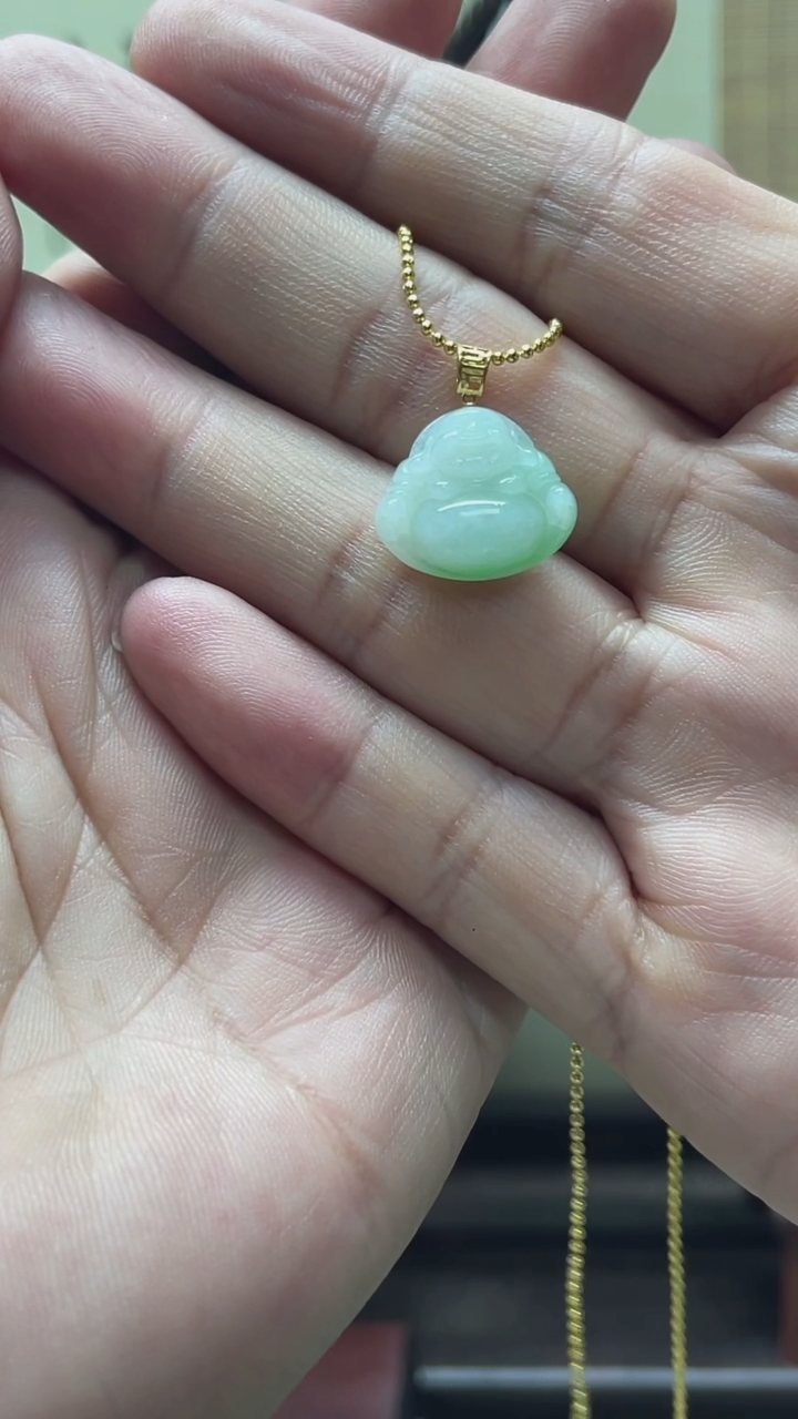 【闪购商品】翡翠颈饰18K金镶嵌佛公吊坠
