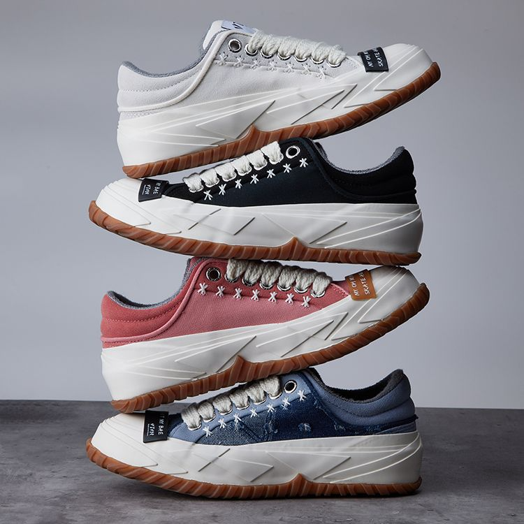 VTVN复古百搭厚底板鞋低帮男鞋休闲鞋明星同款帆布鞋小白鞋