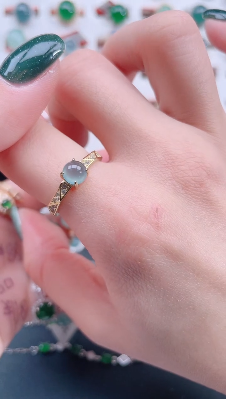 银S925镶嵌戒指翡翠天然翡翠