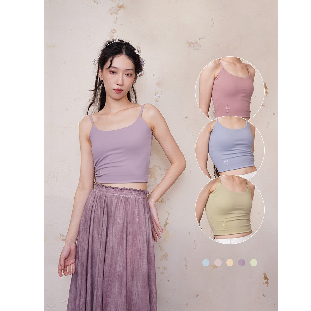 千鹤万蝶|万蝶吊带古风舞蹈服背心女内搭美背瑜伽一体杯左左同款