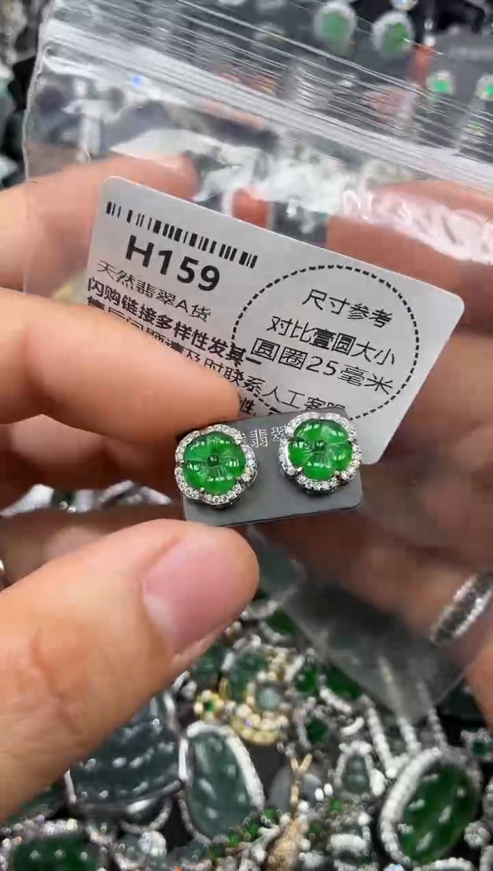 颈饰未镶嵌翡翠H159耳钉