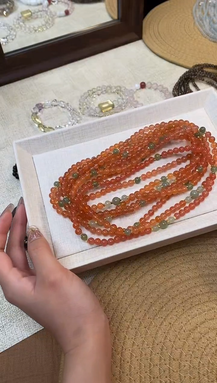 未镶嵌手串水晶《佳人》南红和田玉设计款双圈5-6mm多样性发一