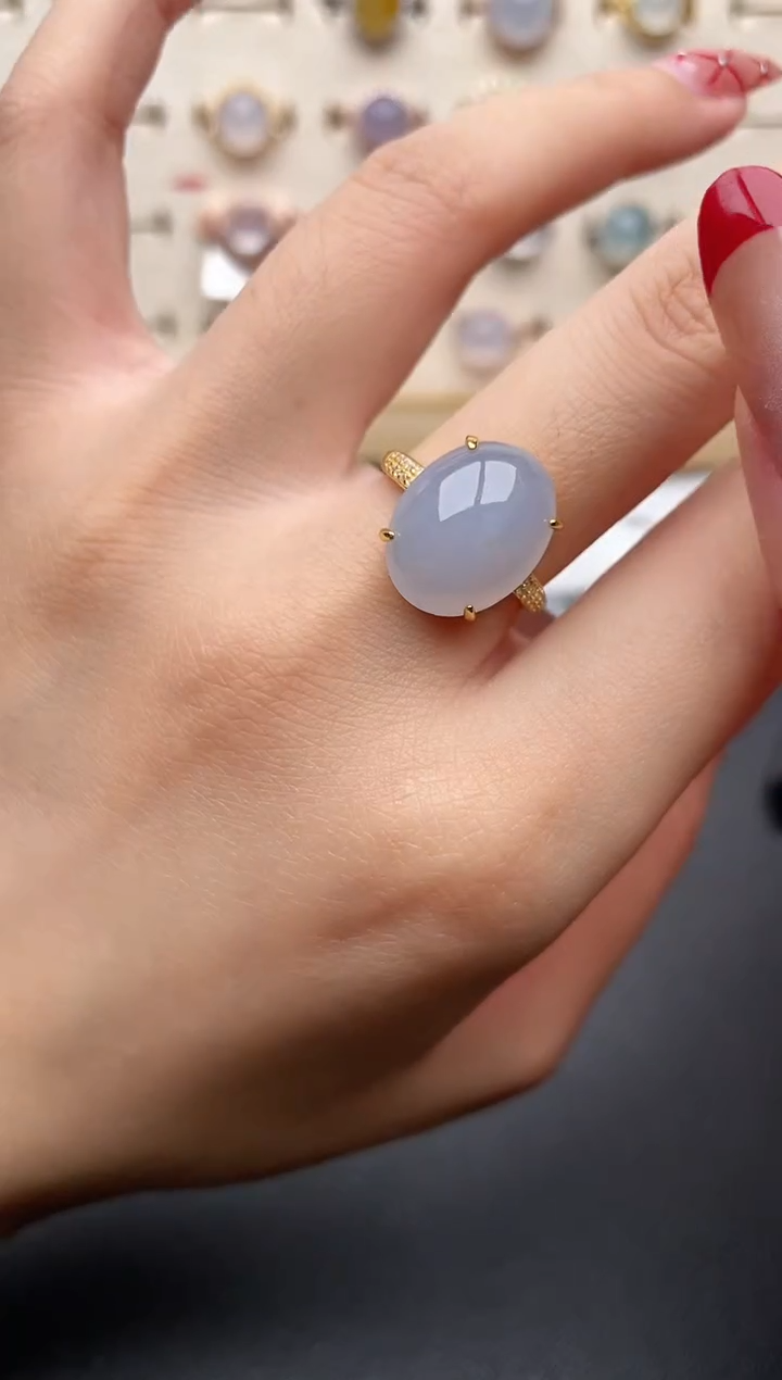 【闪购商品】翡翠戒指银S925镶嵌一物一证一礼盒