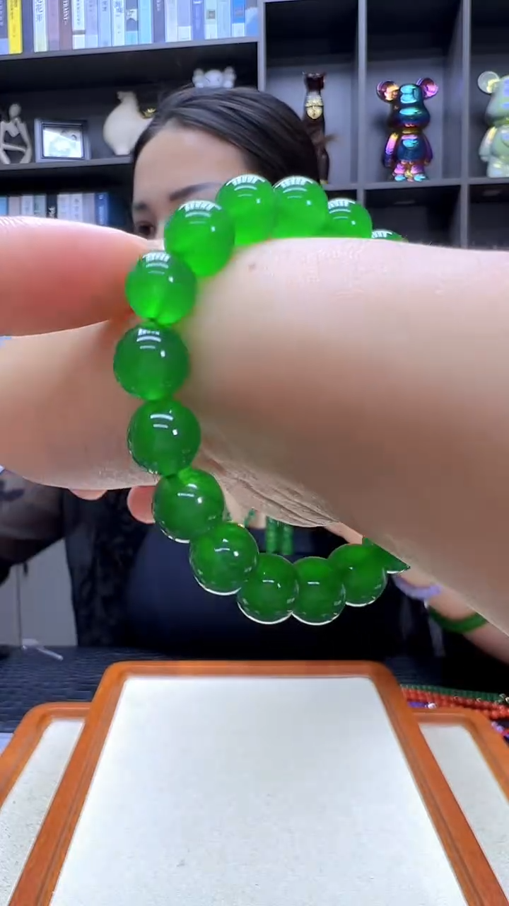 翡翠未镶嵌颈饰沉白diy劲饰10mm手链