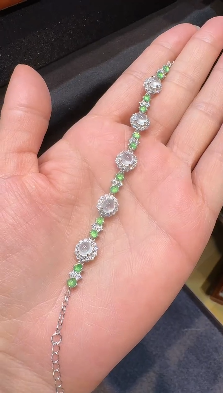 【闪购商品】翡翠手链银S925镶嵌手链