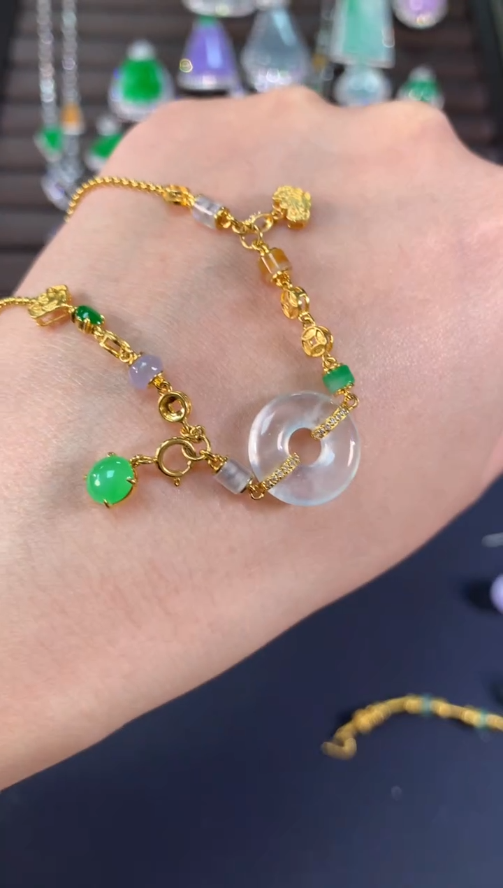 【闪购商品】翡翠手链18K金镶嵌C23|9800