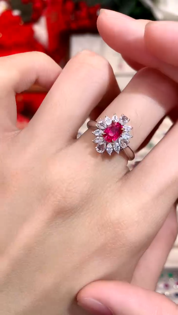 【闪购商品】红宝石戒指18K金镶嵌1.2ct/天然宝石/七天无理由