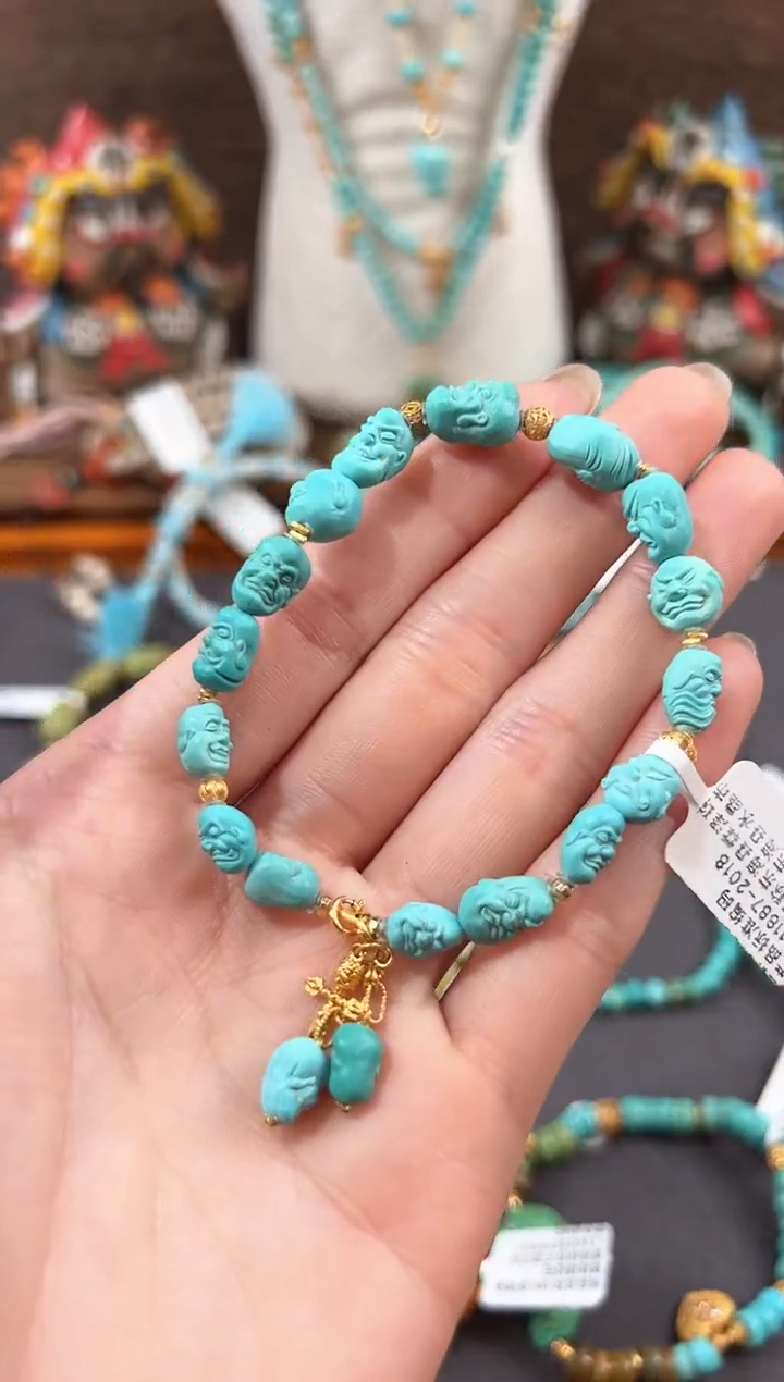 【闪购商品】绿松石手链18K金镶嵌绿松石手链