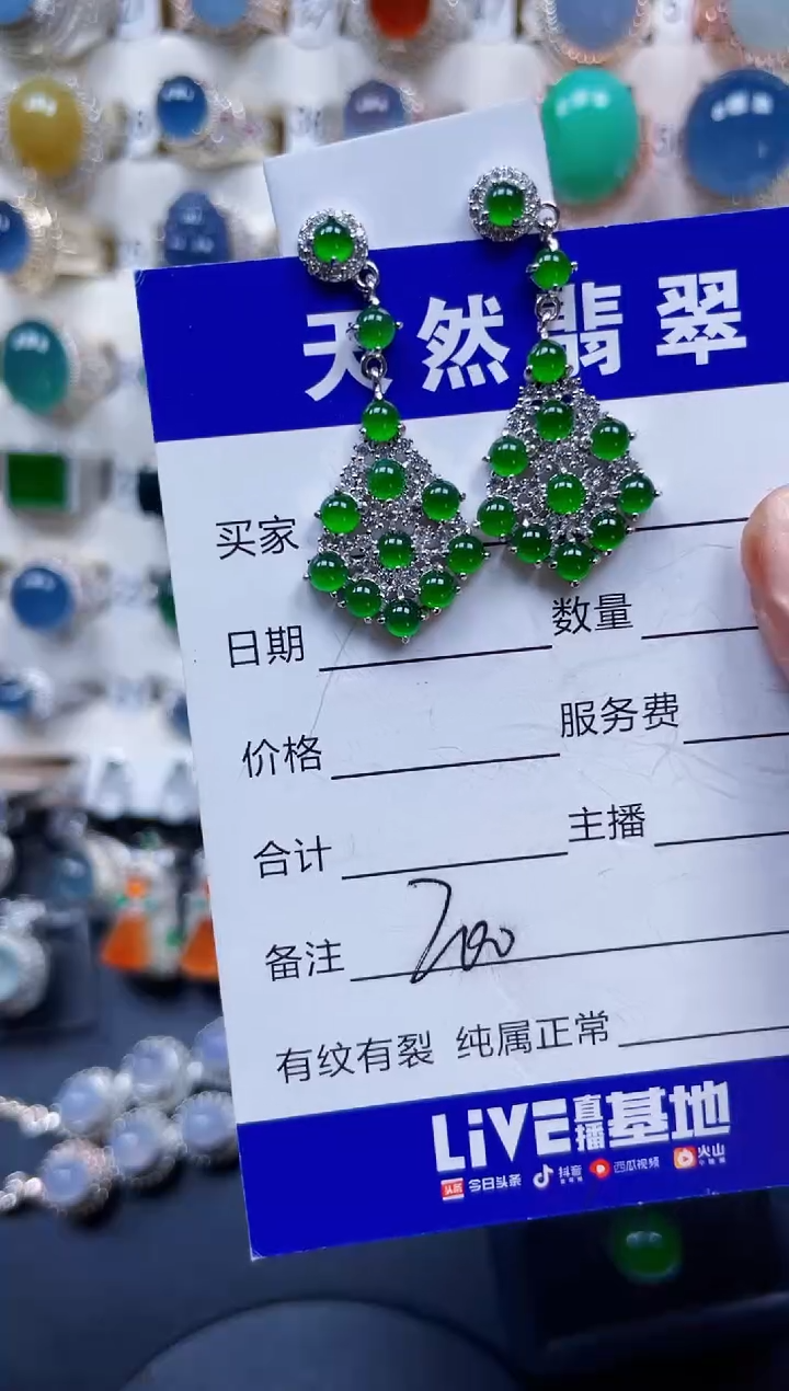 银S925镶嵌翡翠耳饰200