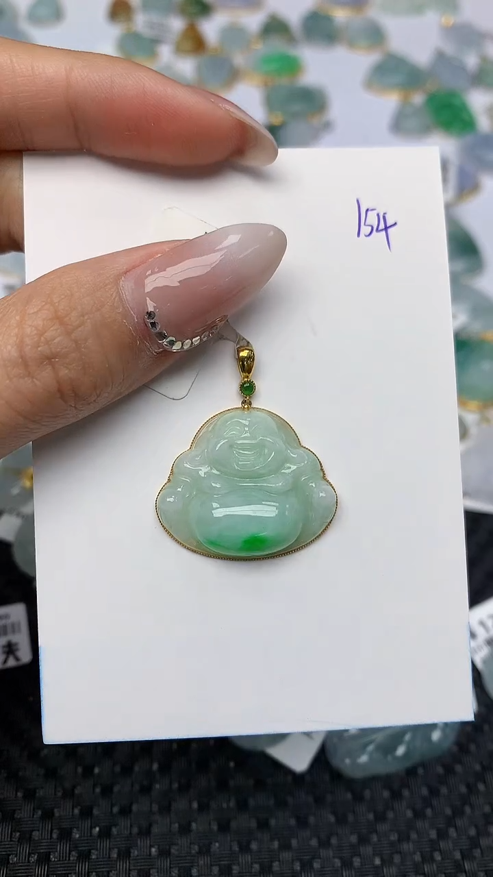 【闪购商品】翡翠颈饰18K金镶嵌天然翡翠A货