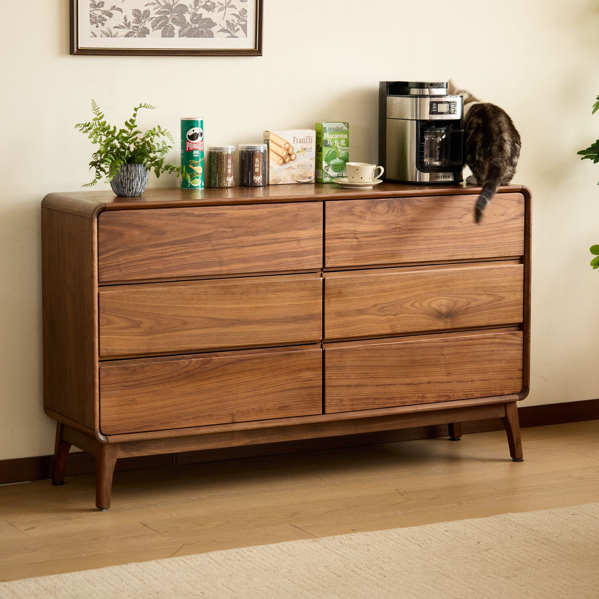 北美黑胡桃木六斗柜140*40*83