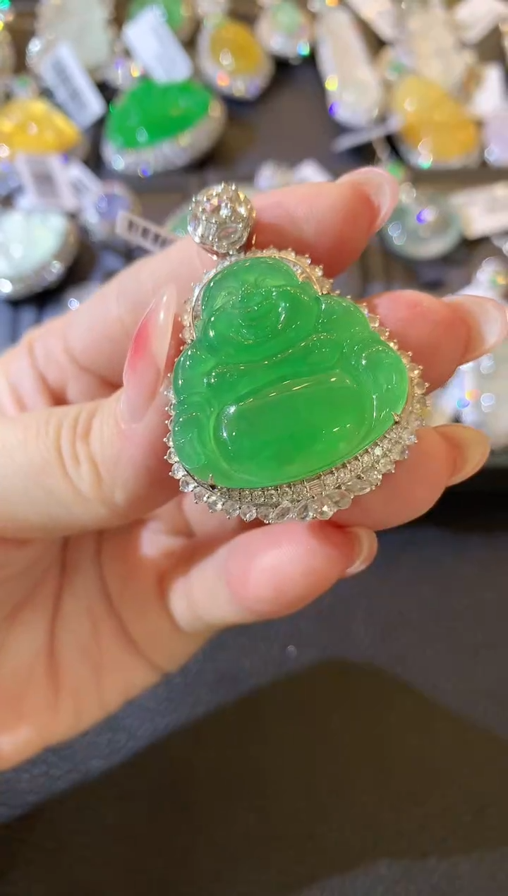 【闪购商品】翡翠吊坠(不含链)18K金镶嵌F12   