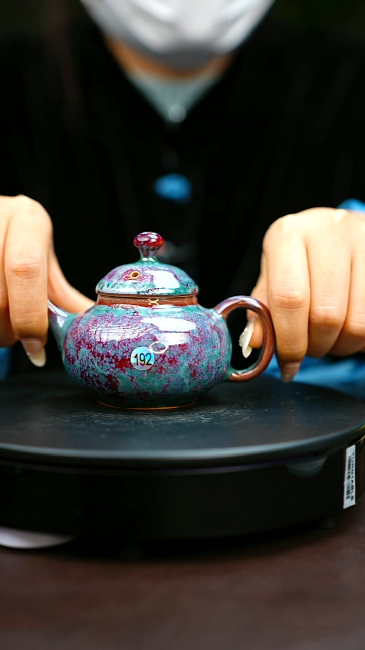 192#原矿钧瓷炉钧釉手把壶