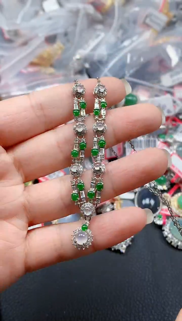 银S925镶嵌戒指翡翠天然A货缅甸翡翠