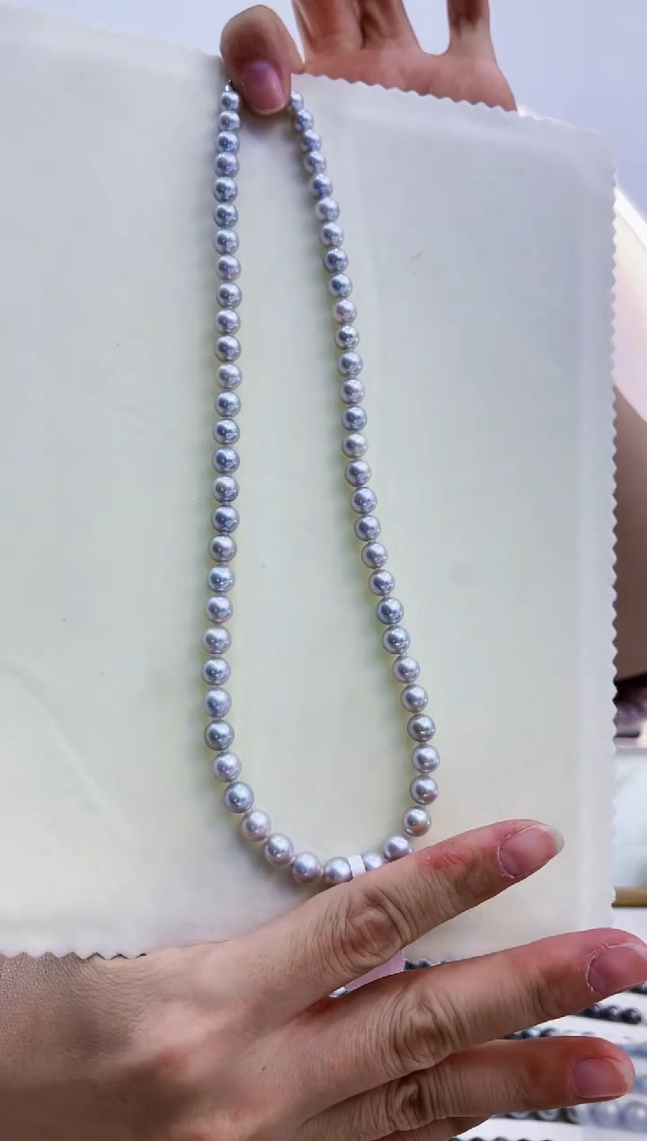 【闪购商品】海水珍珠颈饰银S925镶嵌6.5-7mm