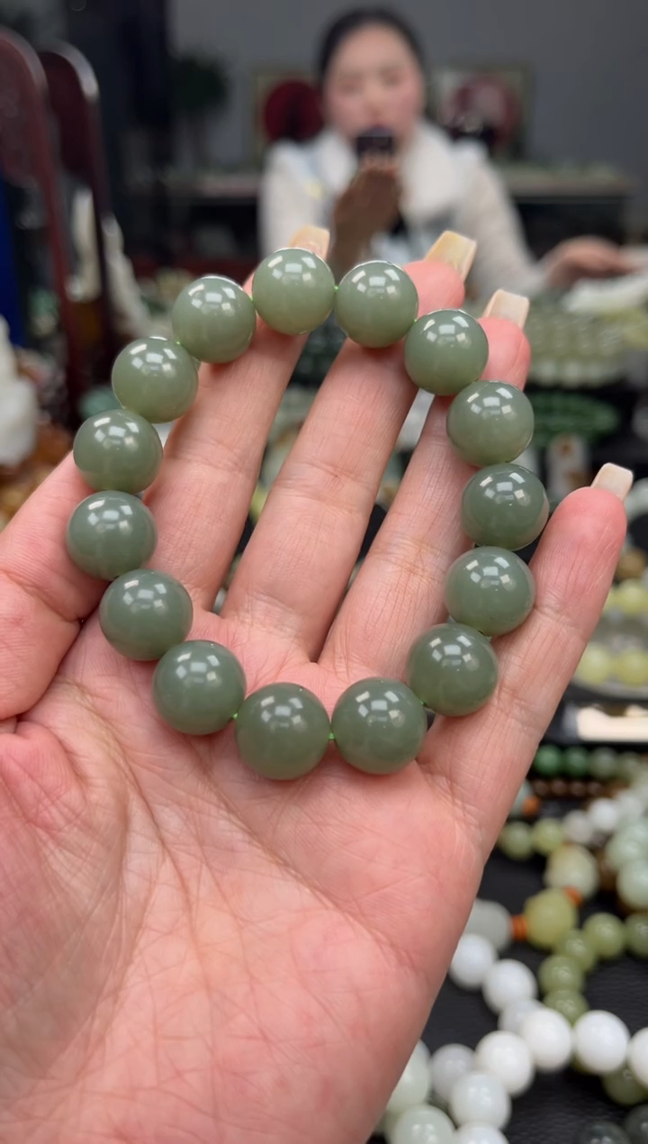 【闪购商品】和田玉手串未镶嵌新疆且末蓝卡14