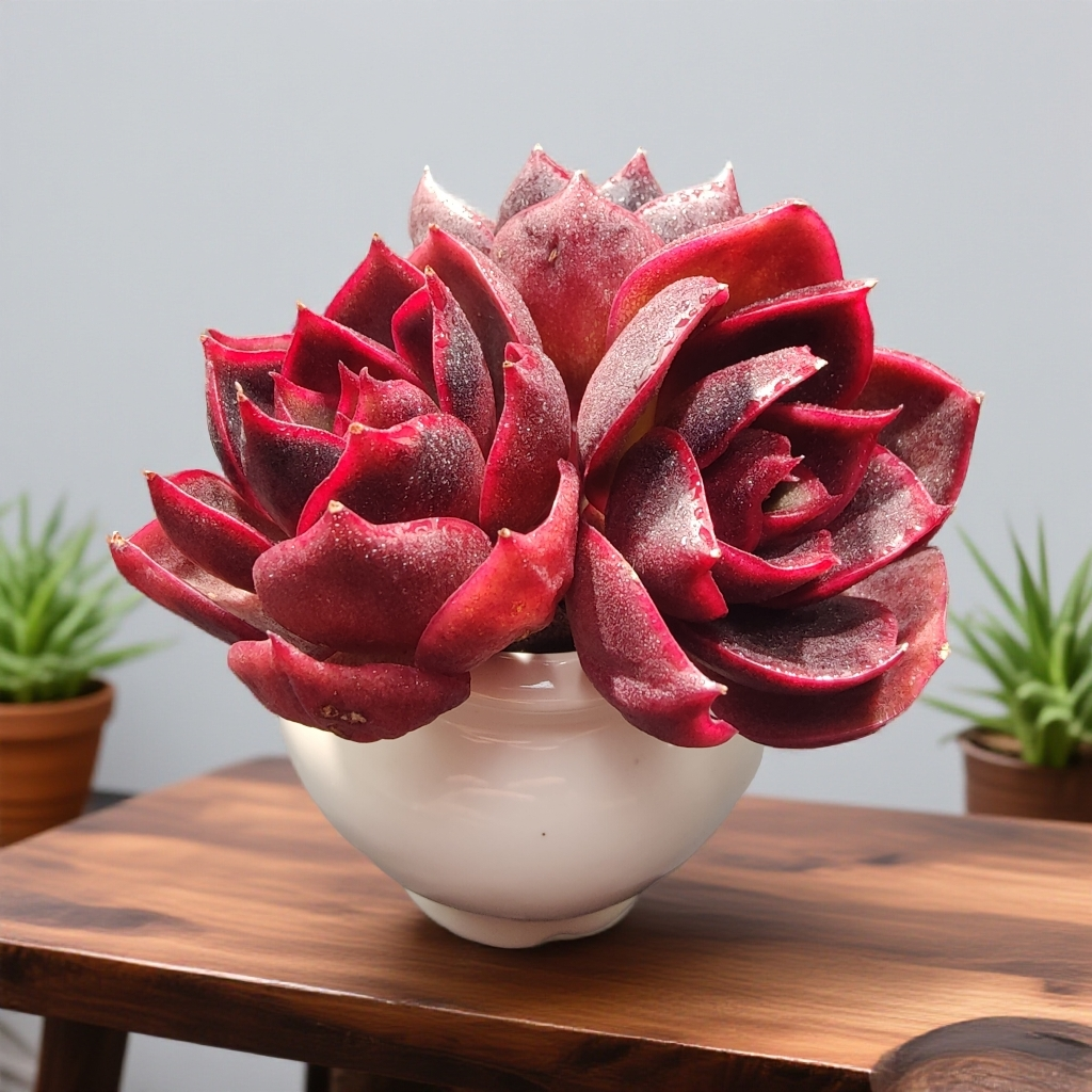【②号】红灯SP-无土多肉单品（3头起/冠幅4-6cm起/送白色双耳陶瓷盆）