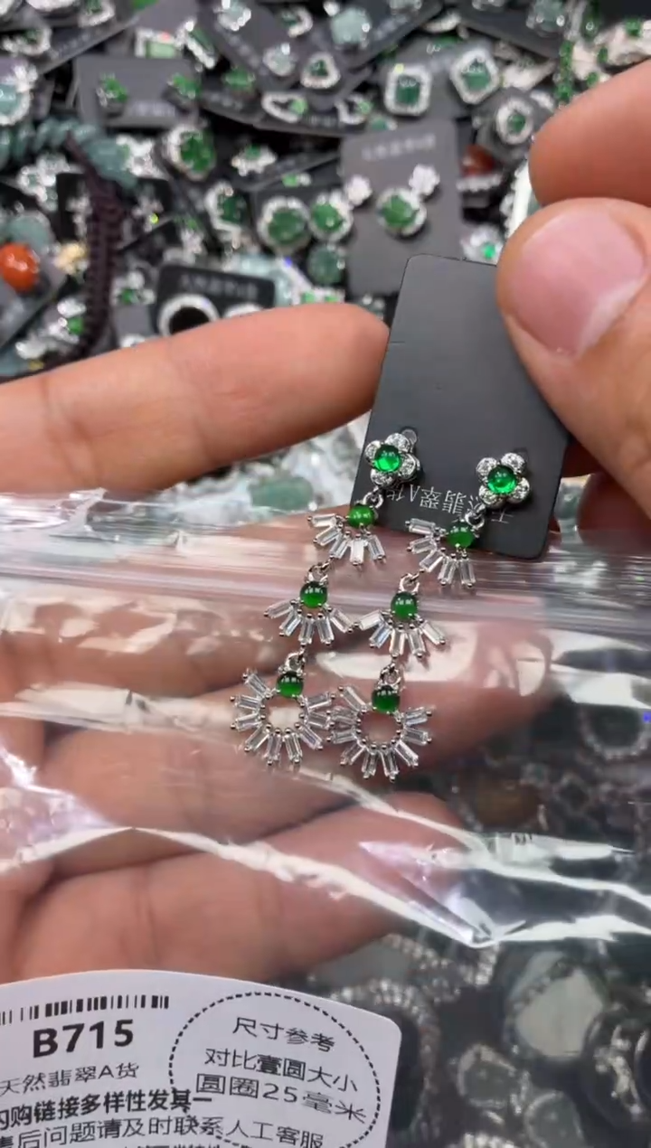 颈饰未镶嵌翡翠B715耳钉